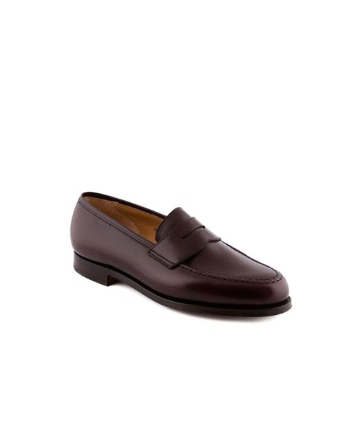 Crockett and Jones Brown Boston Burgundy Cavalry Polished Calf Penny Loafer for men