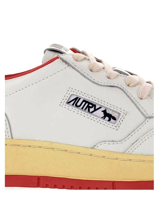 Autry X Maison Kitsune Gray Sneakers Cow Leather for men