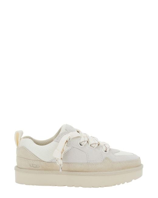 Ugg White 'Lo Lowmel' Sneakers With Mesh Inserts And Logo On The Side
