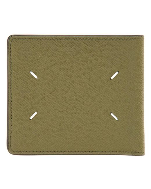Maison Margiela Green Bi-Fold Four Stitches Wallet Leather & Purses for men