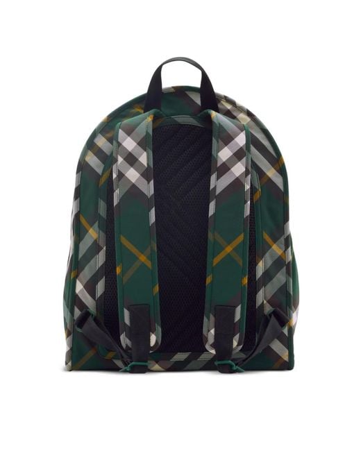 Burberry Green Shield Check Nylon Backpack Bags Backpacks for men
