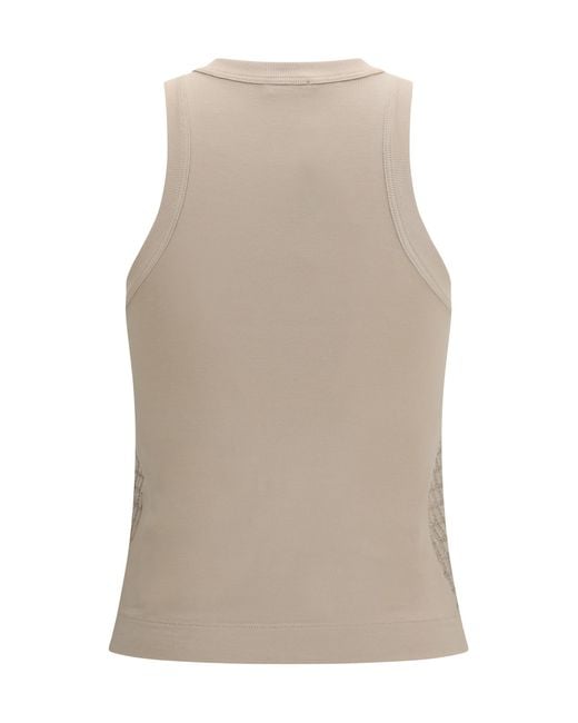 Brunello Cucinelli Gray Top Cotton With Luminous Embroidery Cotton; Elastane