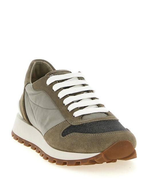 Brunello Cucinelli Green Polyester Athletic Sneakers