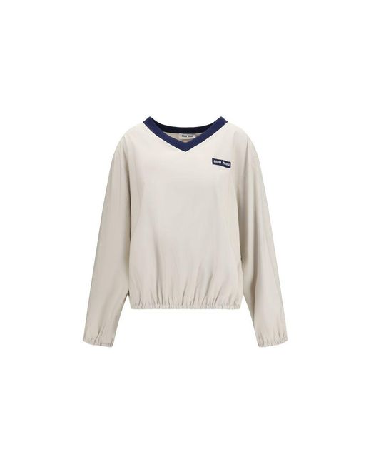 Miu Miu Natural Beige Recycled Polyester Sweatshirt