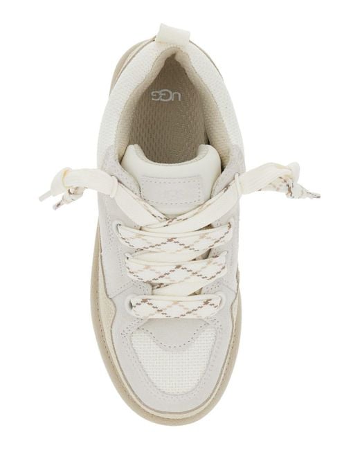 Ugg White 'Lo Lowmel' Sneakers With Mesh Inserts And Logo On The Side