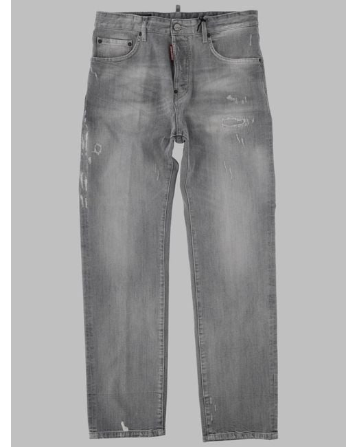 DSquared² Gray Jeans With Logo Patch Cotton for men