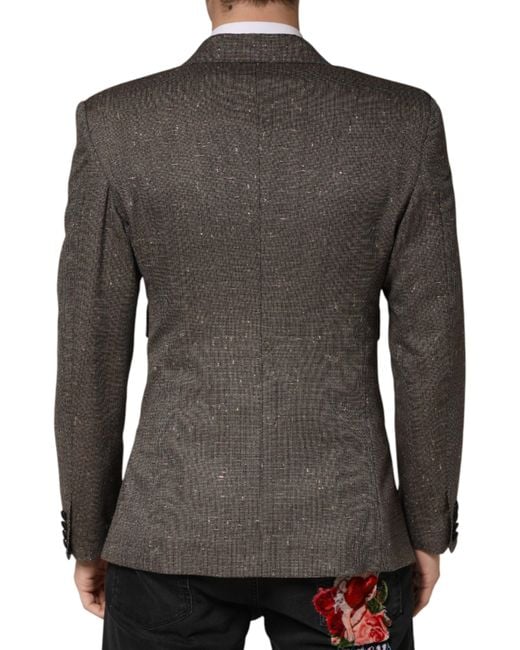 Dolce & Gabbana Black Gray Double Breasted 2 Button Jacket Blazer for men