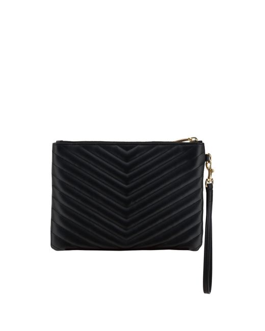 Saint Laurent Black Matelassé Pouch Bag