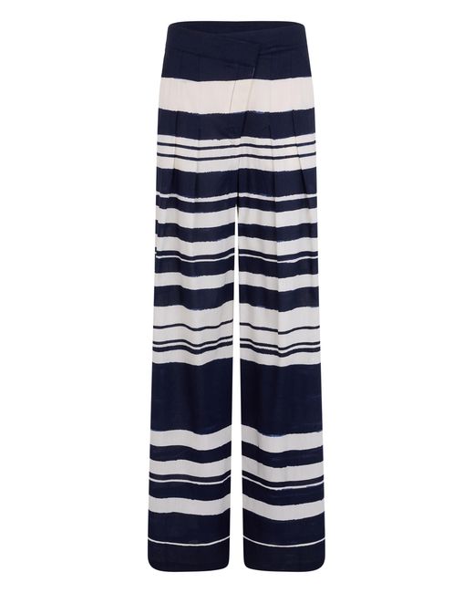 Veronica Beard Blue Wide-Leg Trousers-Dove Viscose