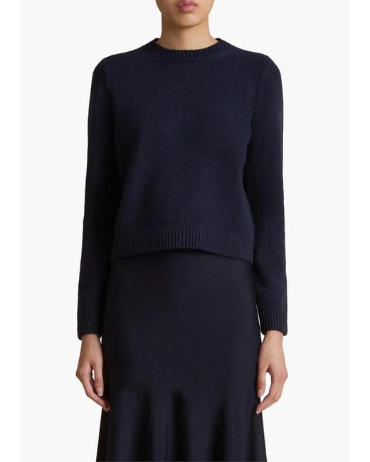 Khaite Blue Pull Leta En Maille Cachemire Bleu Sweater