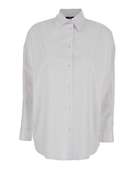 Le Plain White Shirt With Classic Collar And Long Sleeves