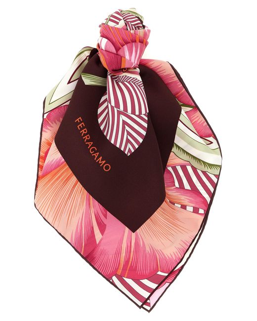 Ferragamo Pink 'Brezza' Print Scarf