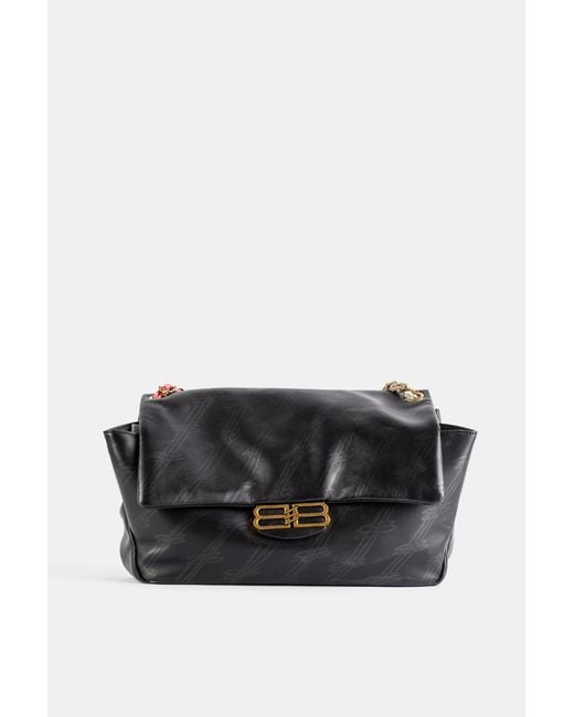 Balenciaga Black Darling Medium Flap Bag Calfskin Leather Hand