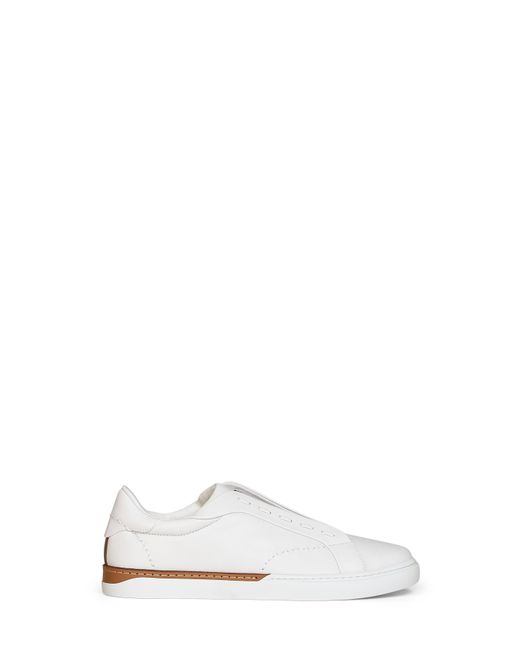 Fendi White Smooth Leather City Low-Top Sneakers for men