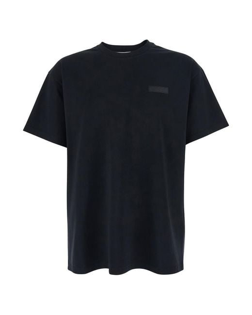 Givenchy Black Crew Neck T-Shirt With Chest Logo Patch for men