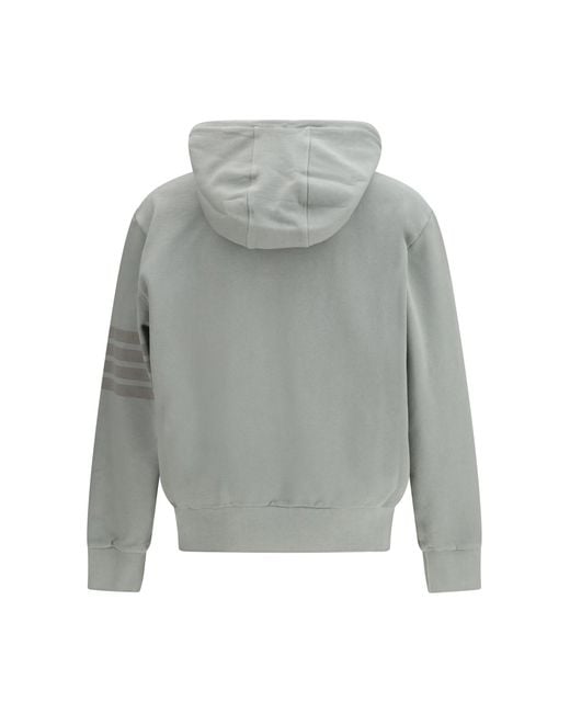 Thom Browne Gray Cotton Hoodie Sweatshirts for men