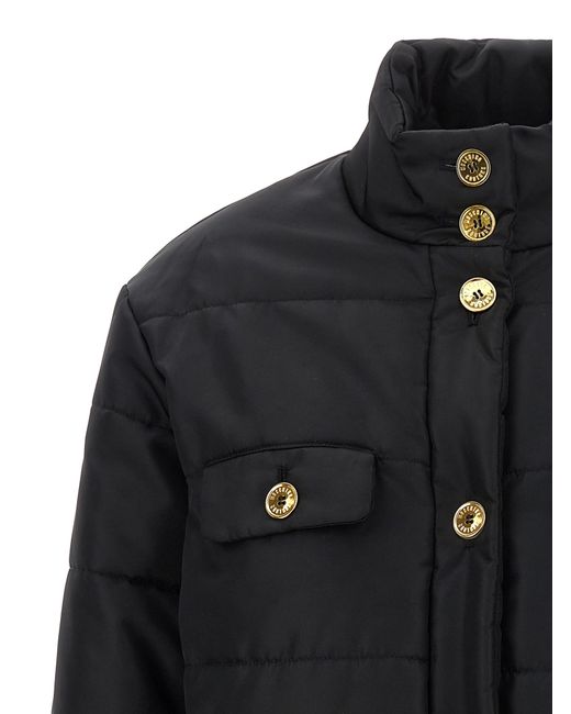 Moschino Black Padded Down Jacket With Logo Button Closure