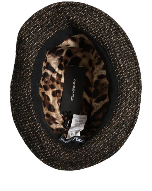 Dolce & Gabbana Black Melange Blended Textured Tweed Capello Hat Wool Alpaca Nylon