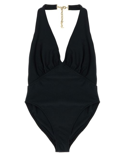 Saint Laurent Blue 'Cassandre' One-Piece Swimsuit