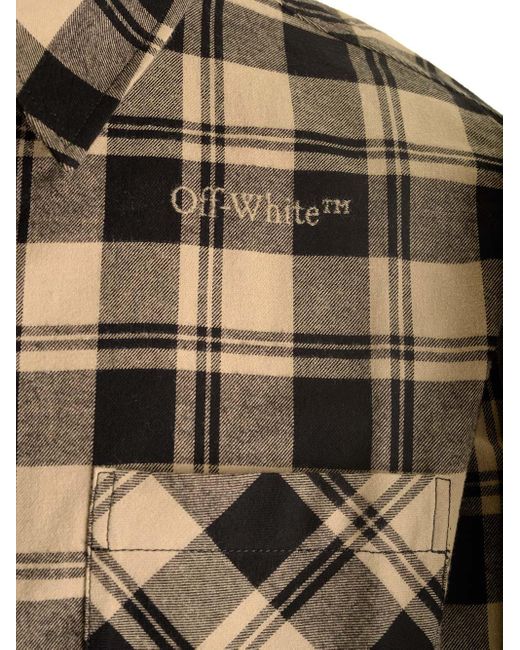 Off-White c/o Virgil Abloh Gray Checked Flannel Shirt for men