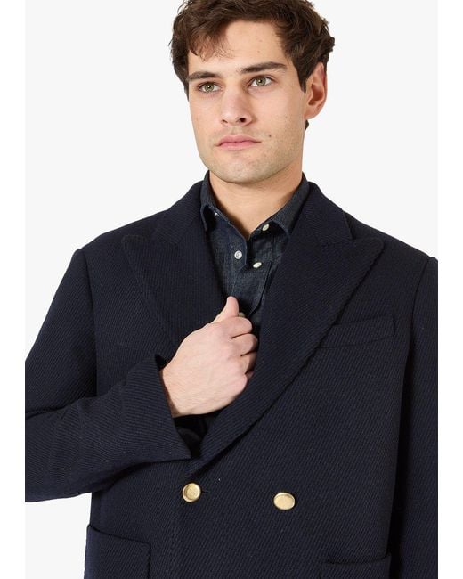 Doppiaa Blue Aanversa Wool Double-Breasted Jacket for men