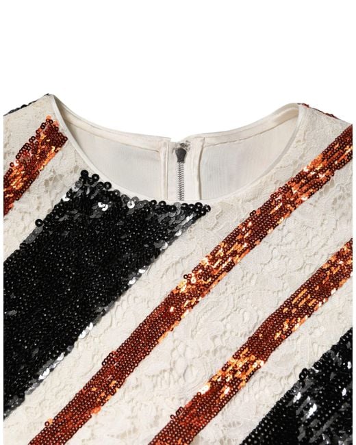 Dolce & Gabbana Black Multicolor Sequin Embellished Shift Dress