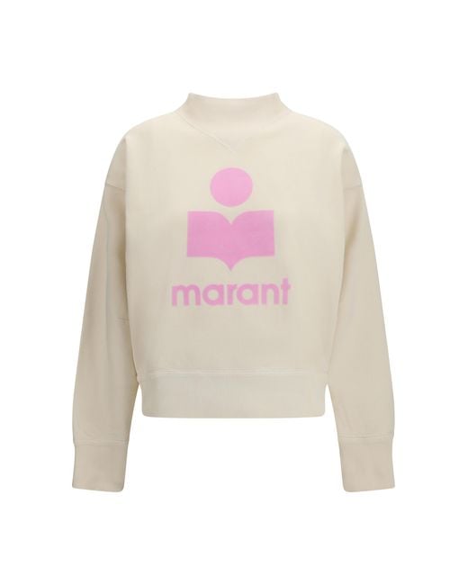 Isabel Marant Pink Sweatshirt Moby Ecru- Cotton Sweatshirts