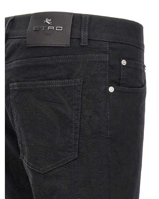 Etro Black Jacquard Jeans for men