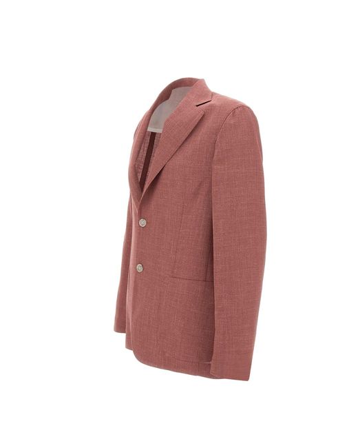 Barba Napoli Red Wool, Silk And Linen Blazer for men