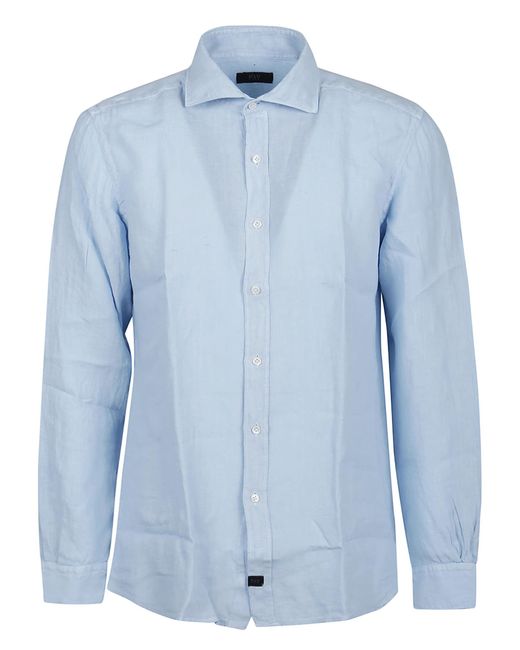 Fay Blue Long Sleeve French Collar Shirt for men