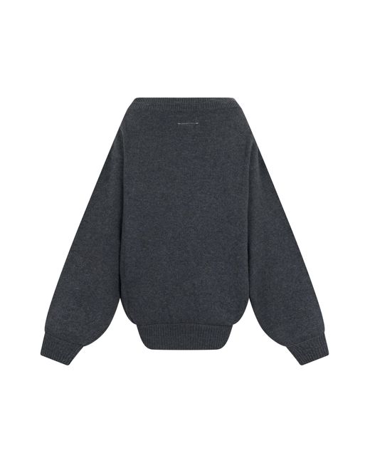 MM6 by Maison Margiela Blue Oversized Sweater Wool