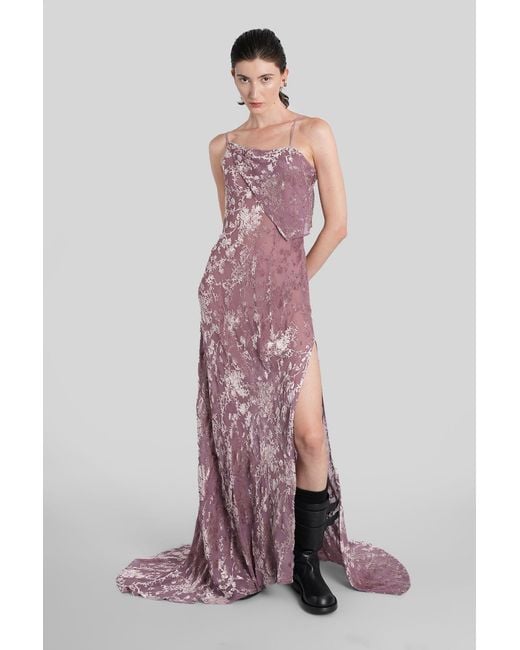 Ann Demeulemeester Aaricia Long Dress In Rose-pink Velvet