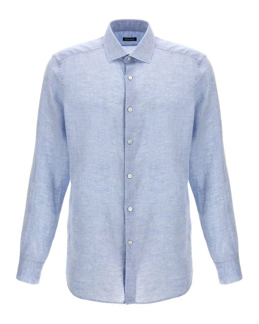 Zegna Blue Linen Shirt Shirt, Blouse for men
