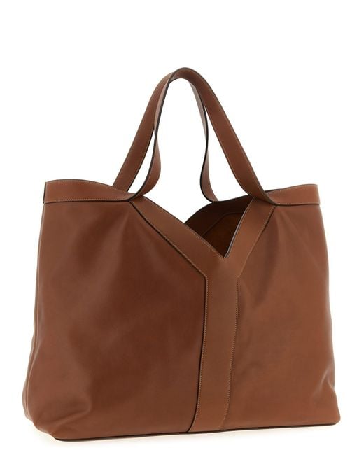 Saint Laurent Brown 'Y' Large Shopping Bag for men
