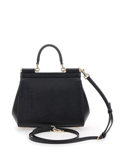 Dolce & Gabbana Black Handbag Sicily Medium Leather Handbags