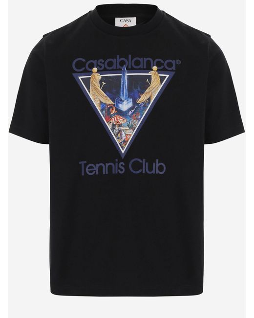 Casablanca Black Cotton T-Shirt With Logo Print Organic T-Shirts for men