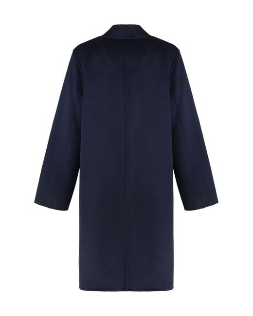 Tory Burch Blue Reversible Wool Coat