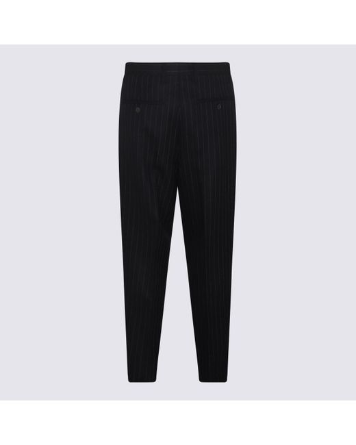 Dries Van Noten Black Wool Pinstripe Pants for men