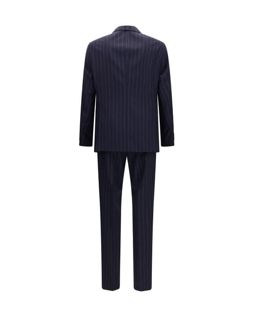 Boss Blue Striped Virgin Wool Suit Merino Ovis Aries Suits for men