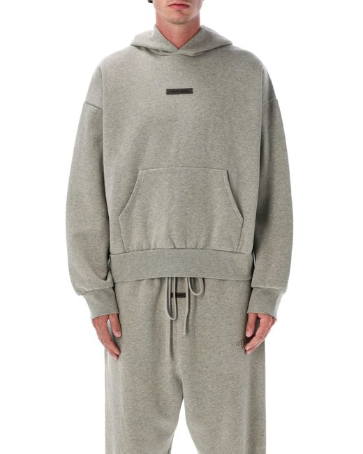 Fear Of God Gray Essentials Fear Of God Classic Fleece Hoodie Concrete Heater for men