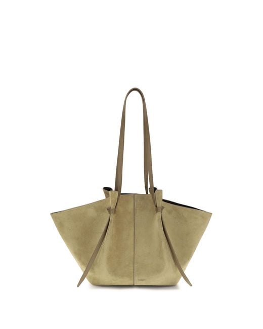 Yuzefi Metallic Shoulder Bag Suede Leather Calf