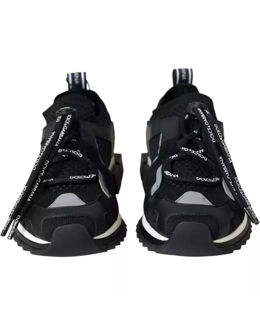 Dolce & Gabbana Black Logo Sorrento Sneakers Shoes And Cotton for men