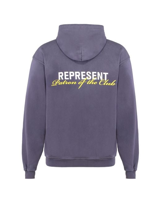 Represent Purple Hooded Sweatshirt Patron Of The Club Cotton Jumpers for men