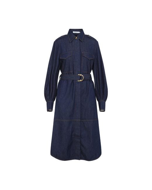 Zimmermann Blue Ink Cotton Denim Cargo Mini Dress