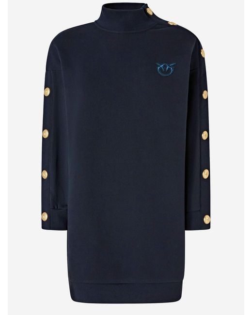 Pinko Blue Maxi Cotton Sweater With Buttons