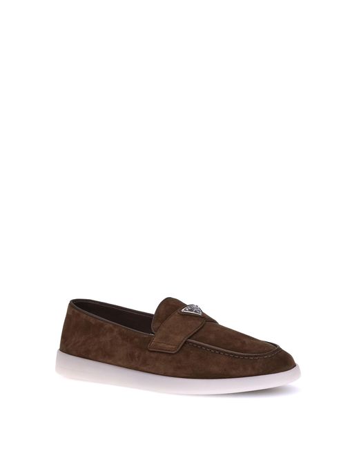 Prada White Suede Loafers Upper: Suede; Sole: Rubber for men