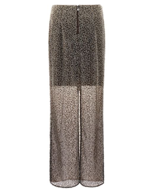 ROTATE BIRGER CHRISTENSEN Gray Beaded Maxi Skirt