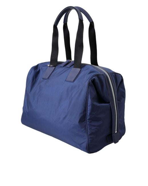 Dolce & Gabbana Blue Nylon Calfskin Hand Shoulder Duffel Bag for men