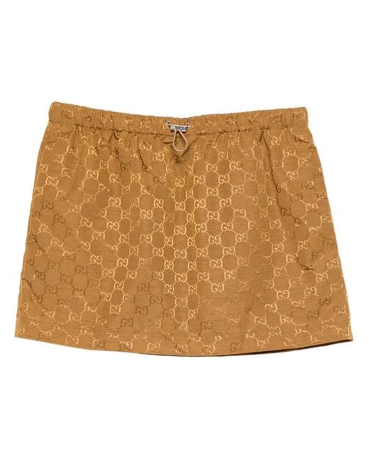 Gucci Natural Skirt Slub Gg Nylon