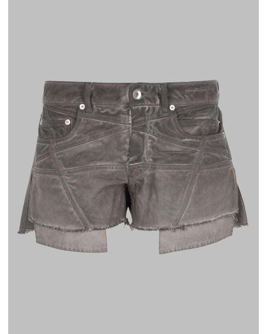 Rick Owens Gray Denim Shorts Lana Cut Offs Cotton